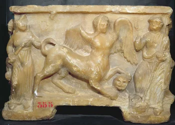 Funerary Urn Depicting Oedipus and the Sphinx